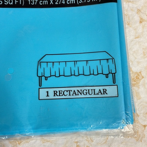 Caribbean Blue Plastic Table Cover and Caribbean Blue Plastic Table Skirt - Picture 7 of 7